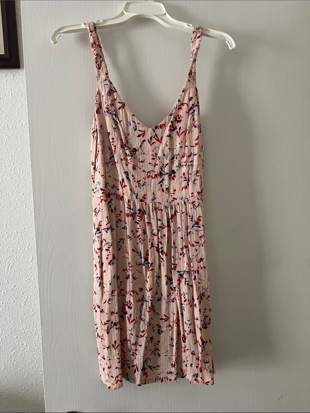 Light Pink Floral Sundress with V-Neck